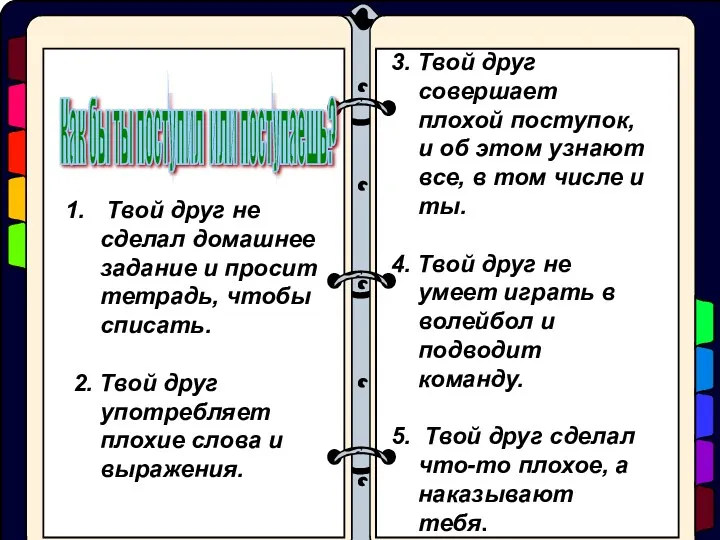 Как бы ты поступил или поступаешь? Твой друг не сделал