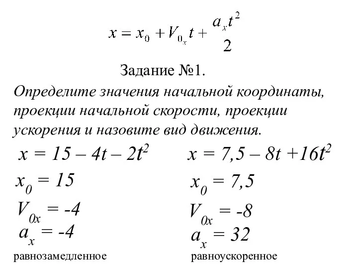 x = 15 – 4t – 2t2 x = 7,5