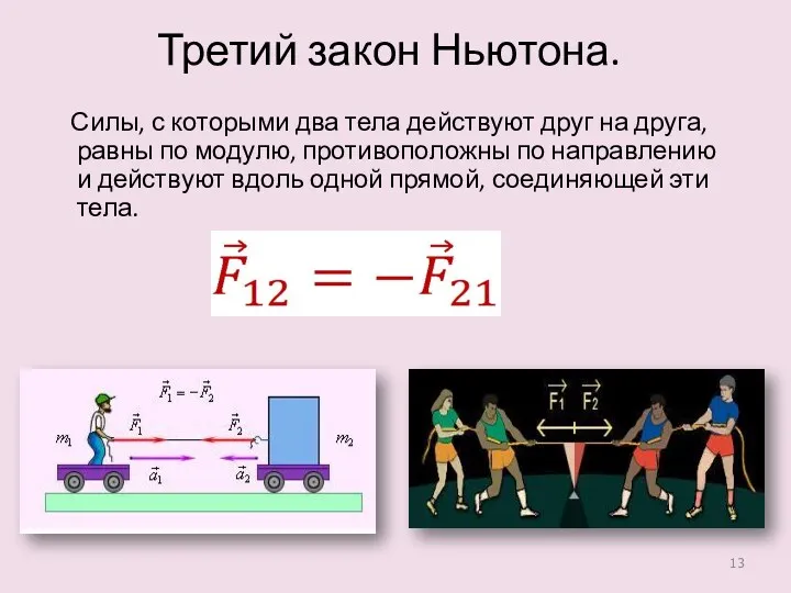 Третий закон Ньютона. Силы, с которыми два тела действуют друг