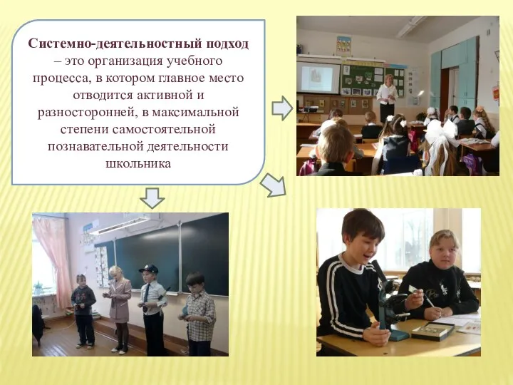 Системно-деятельностный подход – это организация учебного процесса, в котором главное