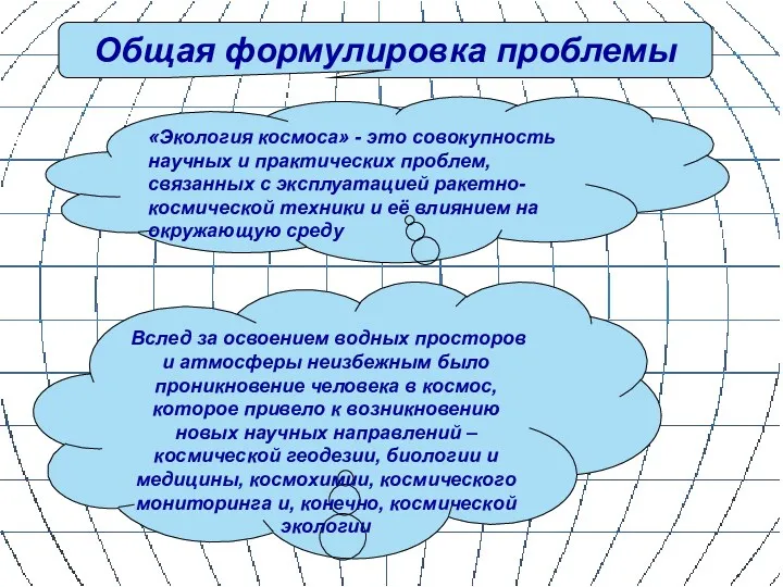 «Экология космоса» - это совокупность научных и практических проблем, связанных