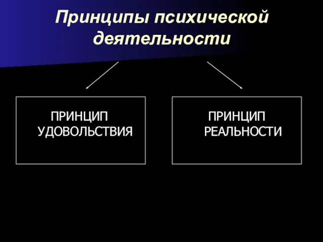 Принципы психической деятельности ПРИНЦИП УДОВОЛЬСТВИЯ ПРИНЦИП РЕАЛЬНОСТИ