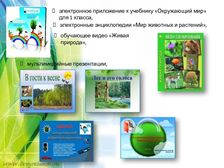 электронное приложение к учебнику «Окружающий мир» для 1 класса, электронные энциклопедии «Мир животных