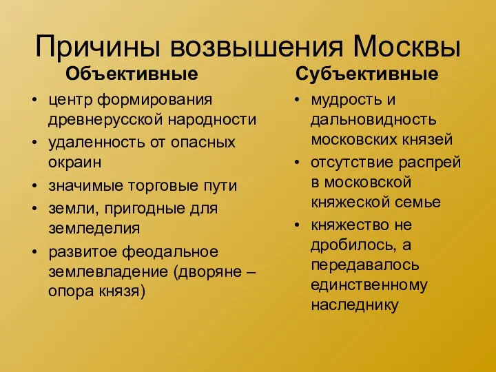 Причины возвышения Москвы центр формирования древнерусской народности удаленность от опасных