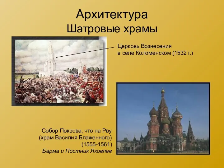 Архитектура Шатровые храмы Церковь Вознесения в селе Коломенском (1532 г.)