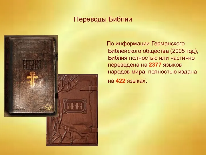 Переводы Библии По информации Германского Библейского общества (2005 год), Библия