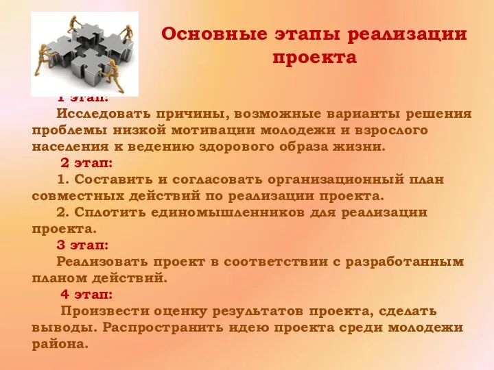 1 этап: Исследовать причины, возможные варианты решения проблемы низкой мотивации