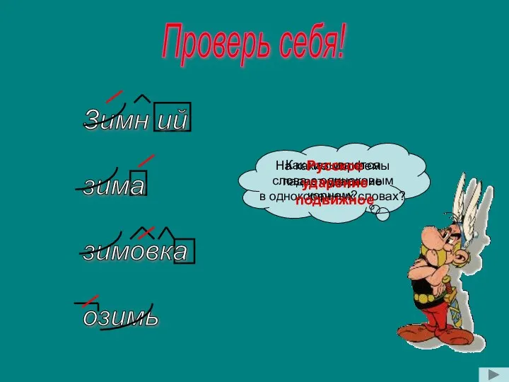 Как называются слова с одинаковым корнем? На какие морфемы падает