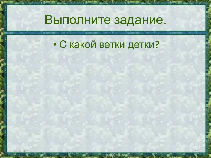 Выполните задание. С какой ветки детки? 09.12.2014