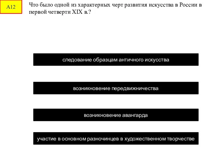 А12 Что было одной из характерных черт развития искусства в