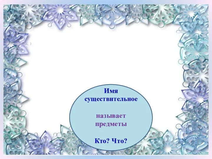 Имя существительное называет предметы Кто? Что?