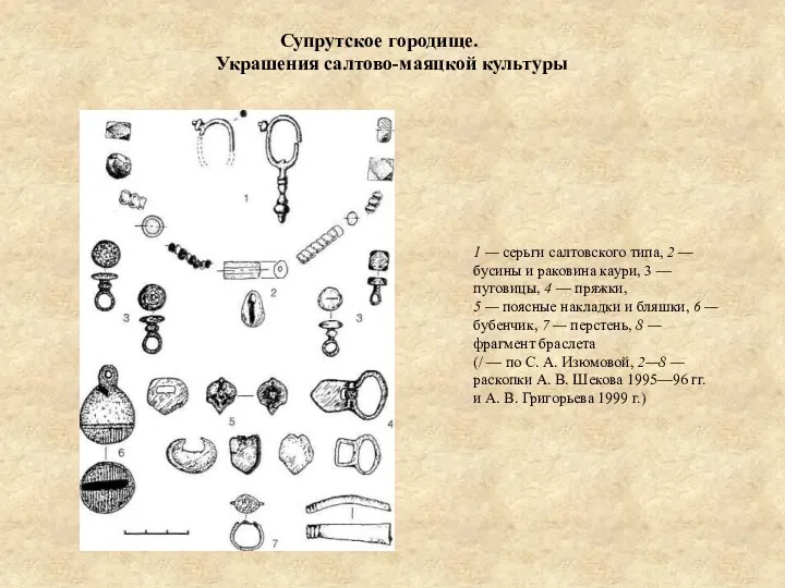 Супрутское городище. Украшения салтово-маяцкой культуры 1 — серьги салтовского типа,