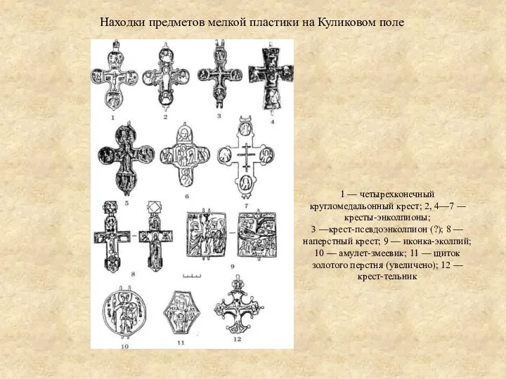 Находки предметов мелкой пластики на Куликовом поле 1 — четырехконечный