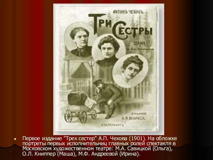 Первое издание "Трех сестер" А.П. Чехова (1901). На обложке портреты