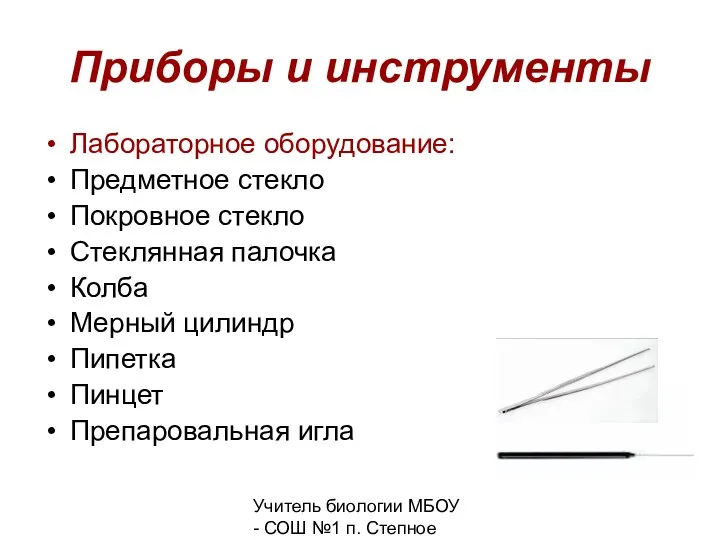 Учитель биологии МБОУ - СОШ №1 п. Степное Викулова Е.В.