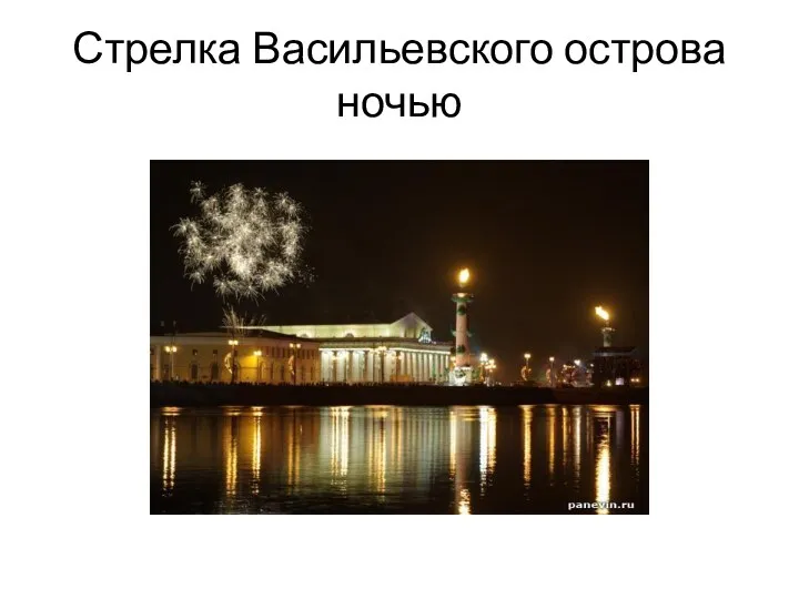 Стрелка Васильевского острова ночью