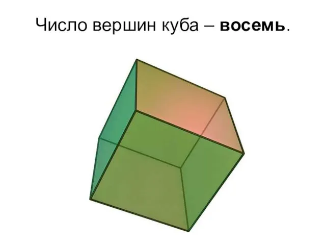 Число вершин куба – восемь.