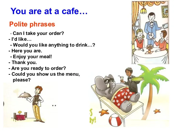 You are at a cafe… Polite phrases - Can I