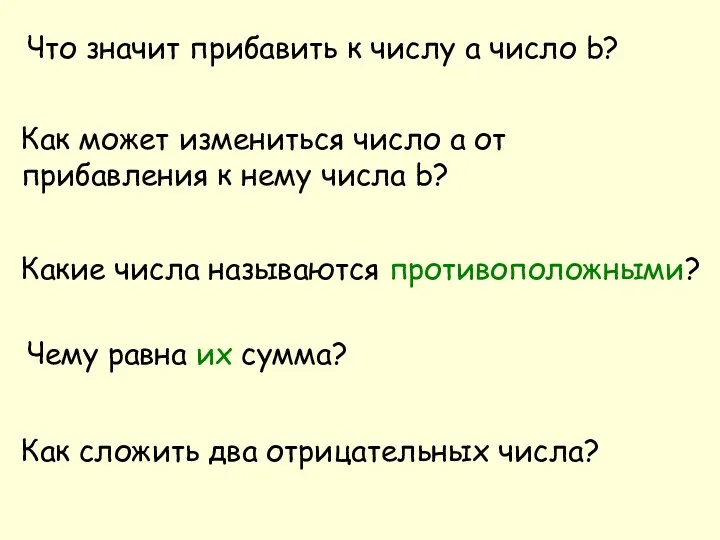 Что значит прибавить к числу a число b? Как может измениться число а