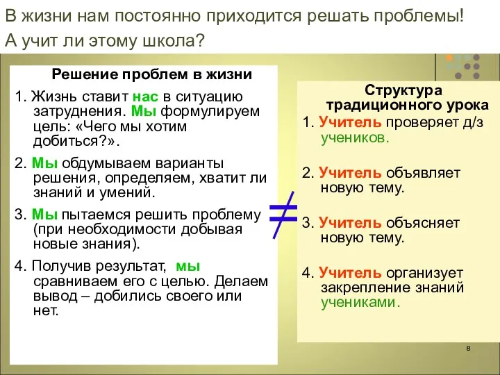 В жизни нам постоянно приходится решать проблемы! А учит ли