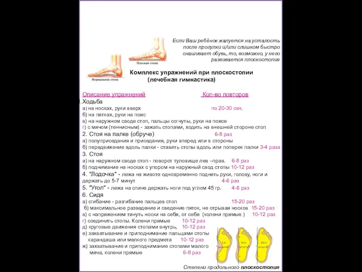 Что делать, если у ребенка плоскостопие? Комплекс упражнений при плоскостопии