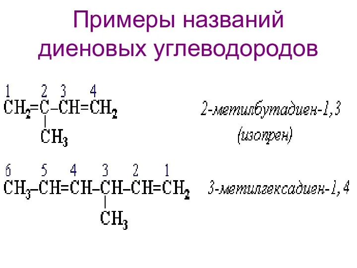 Примеры названий диеновых углеводородов