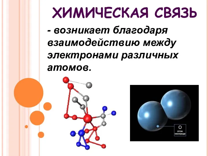- возникает благодаря взаимодействию между электронами различных атомов. ХИМИЧЕСКАЯ СВЯЗЬ