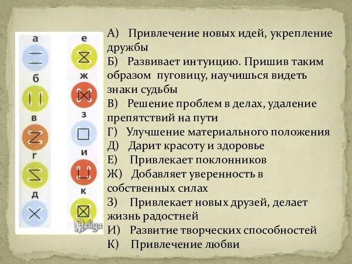 А) Привлечение новых идей, укрепление дружбы Б) Развивает интуицию. Пришив таким образом пуговицу,