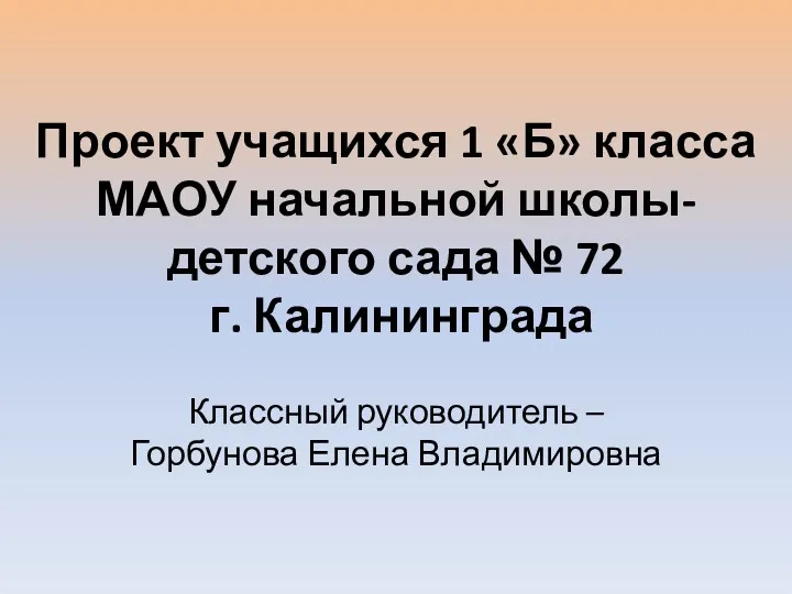 Проект учащихся 1 «Б» класса МАОУ начальной школы- детского сада