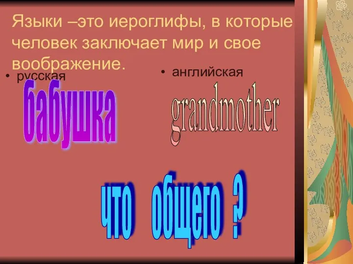 Языки –это иероглифы, в которые человек заключает мир и свое