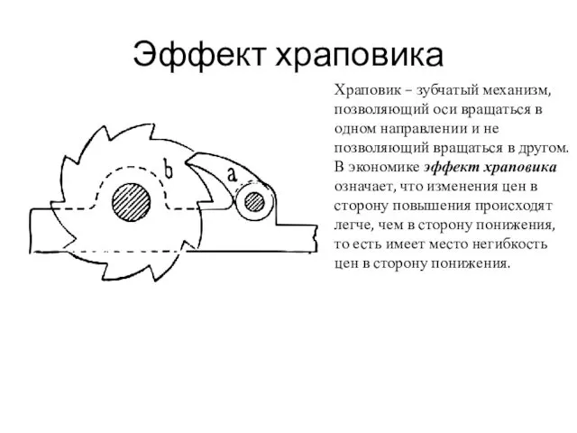 Эффект храповика Храповик – зубчатый механизм, позволяющий оси вращаться в