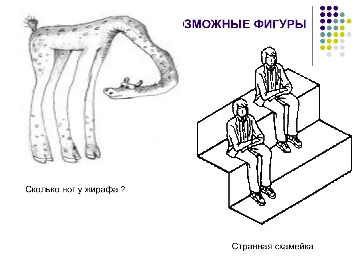 Сколько ног у жирафа ? НЕВОЗМОЖНЫЕ ФИГУРЫ Странная скамейка