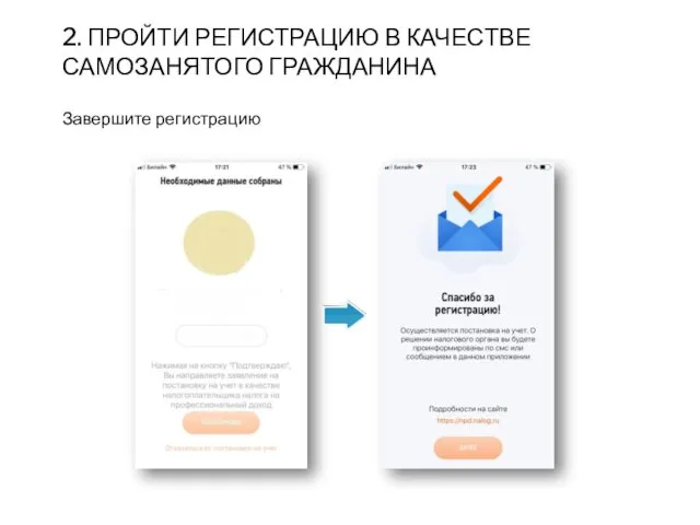 Завершите регистрацию 2. ПРОЙТИ РЕГИСТРАЦИЮ В КАЧЕСТВЕ САМОЗАНЯТОГО ГРАЖДАНИНА