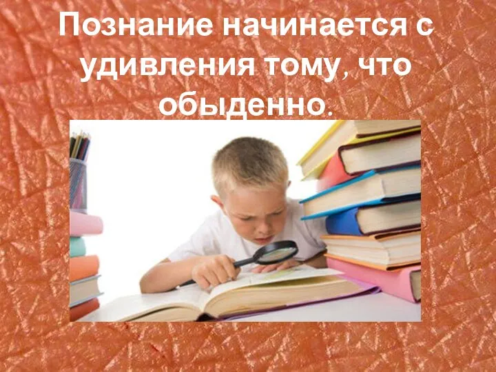 Познание начинается с удивления тому, что обыденно.