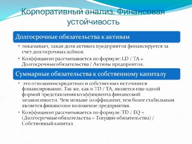 Корпоративный анализ. Финансовая устойчивость