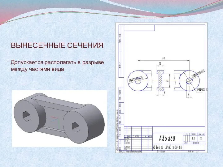 ВЫНЕСЕННЫЕ СЕЧЕНИЯ Допускается располагать в разрыве между частями вида