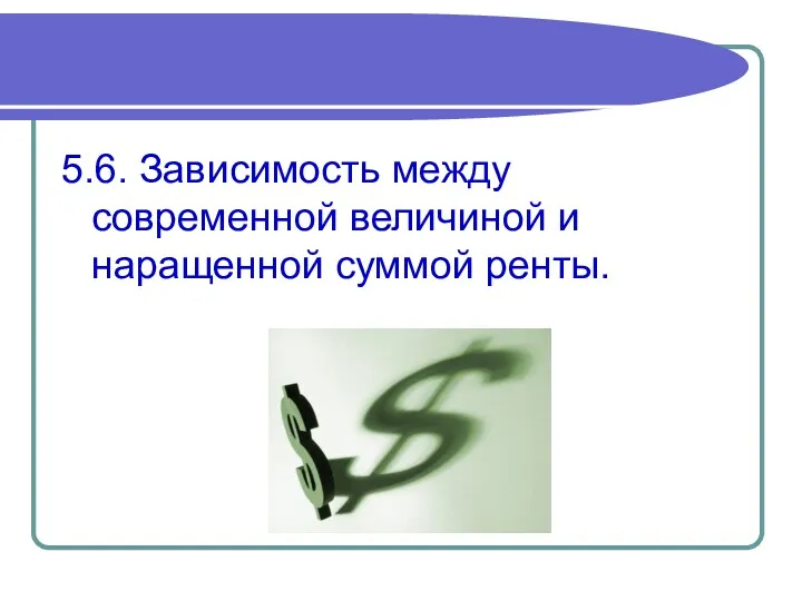 5.6. Зависимость между современной величиной и наращенной суммой ренты.