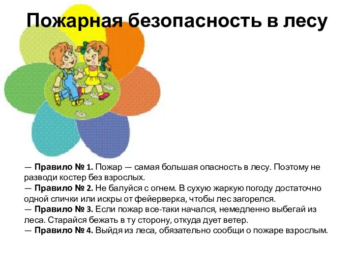 Пожарная безопасность в лесу — Правило № 1. Пожар —