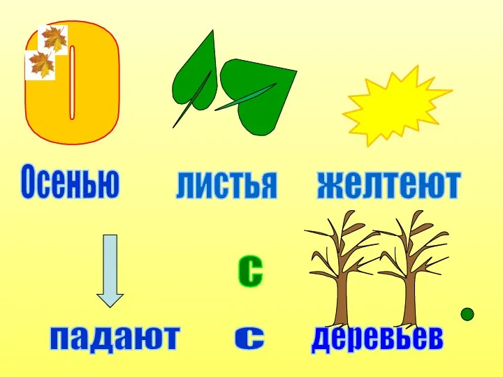 с с падают Осенью листья деревьев О желтеют