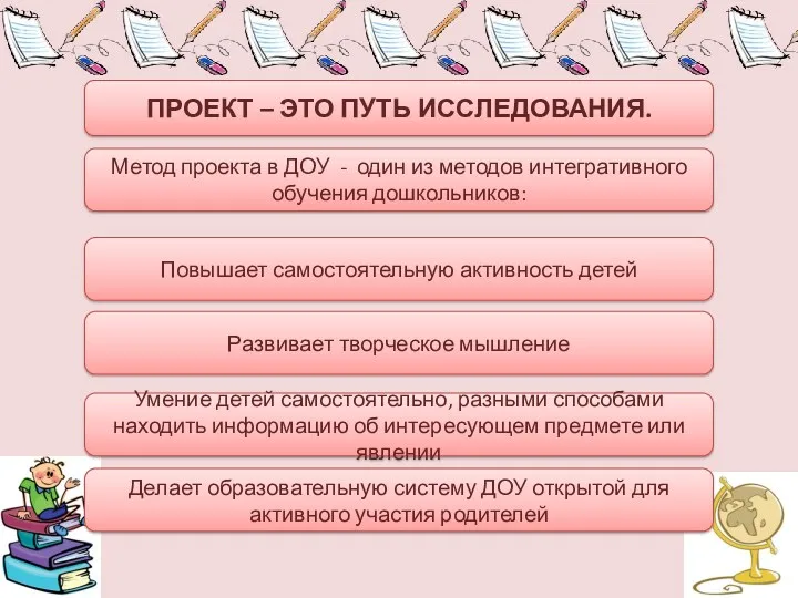 ПРОЕКТ – ЭТО ПУТЬ ИССЛЕДОВАНИЯ. Развивает творческое мышление Повышает самостоятельную