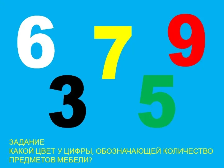 7 9 5 3 6 ЗАДАНИЕ КАКОЙ ЦВЕТ У ЦИФРЫ, ОБОЗНАЧАЮЩЕЙ КОЛИЧЕСТВО ПРЕДМЕТОВ МЕБЕЛИ?