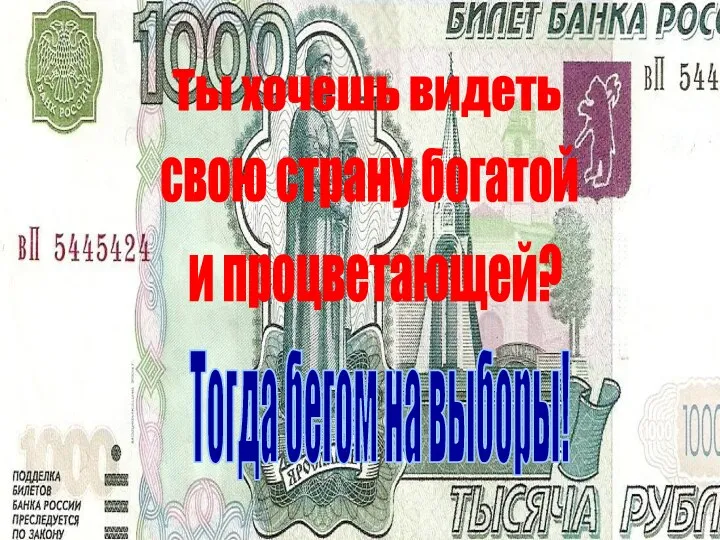 Ты хочешь видеть свою страну богатой и процветающей? Тогда бегом на выборы!