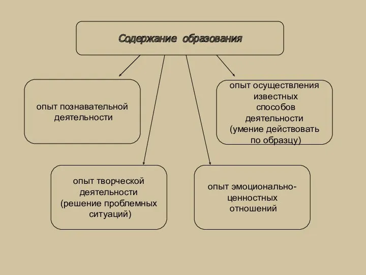 Содержание образования опыт познавательной деятельности опыт осуществления известных способов деятельности