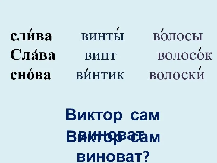 слива винты волосы Слава винт волосок снова винтик волоски Виктор сам виноват. Виктор сам виноват?