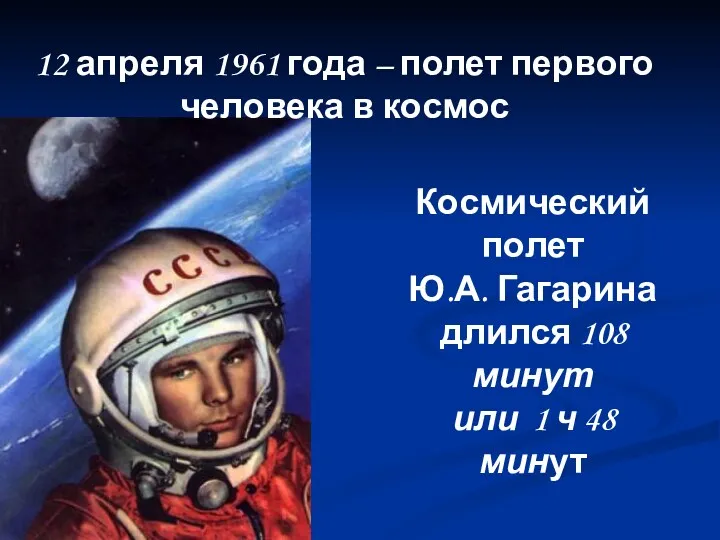 12 апреля 1961 года – полет первого человека в космос