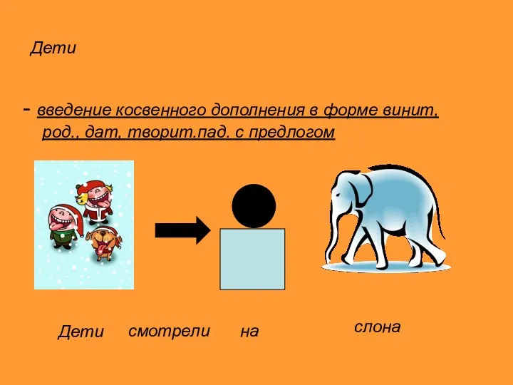 Дети - введение косвенного дополнения в форме винит, род., дат,