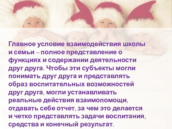 Главное условие взаимодействия школы и семьи – полное представление о