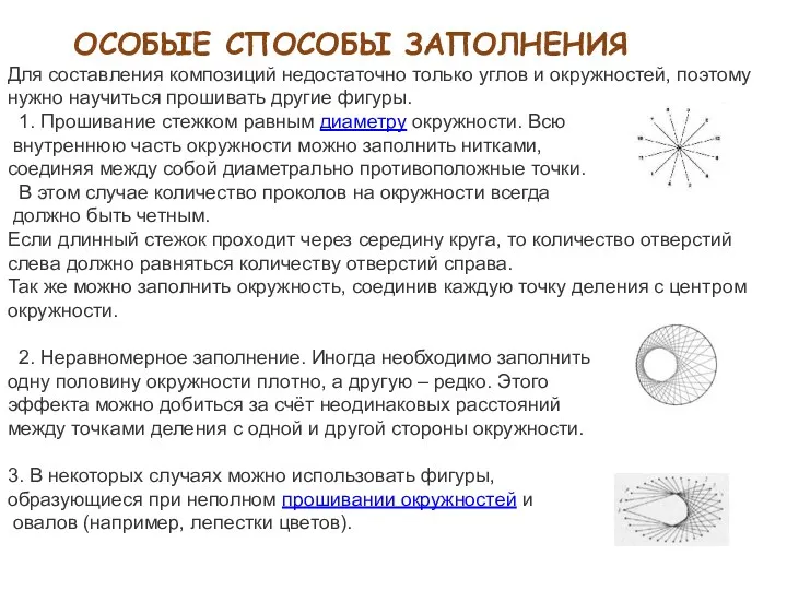 ОСОБЫЕ СПОСОБЫ ЗАПОЛНЕНИЯ Для составления композиций недостаточно только углов и