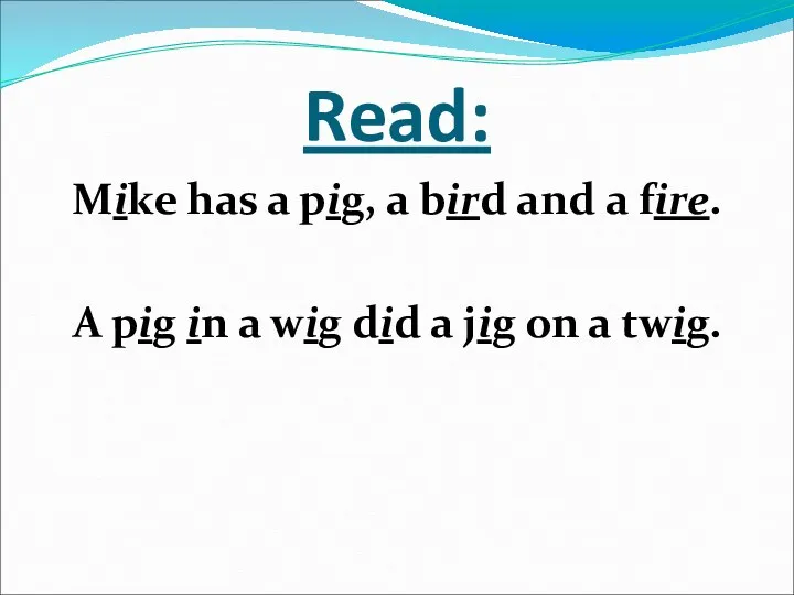 Read: Mike has a pig, a bird and a fire.