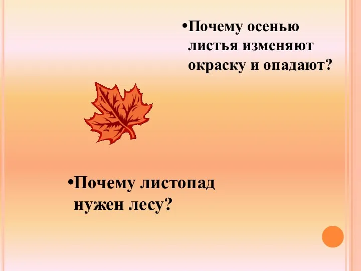 Почему осенью листья изменяют окраску и опадают? Почему листопад нужен лесу?